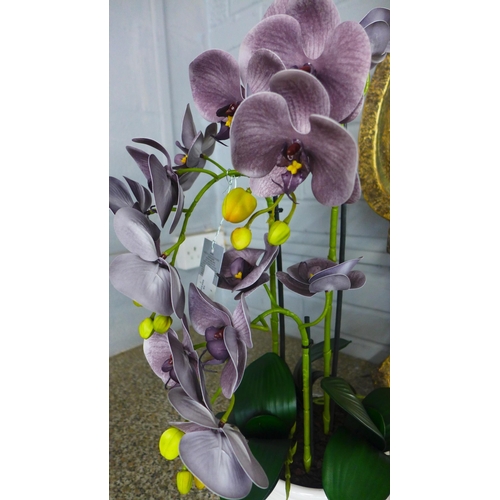 1521 - A triple artificial Orchid arrangement, h 45cms (51163817)   #