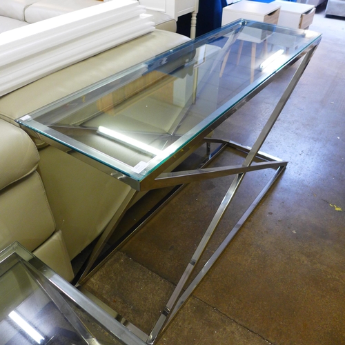 1532 - A chrome and glass top console table