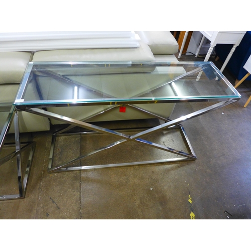 1532 - A chrome and glass top console table