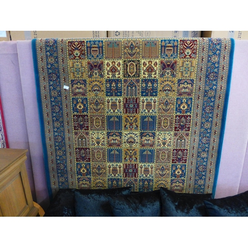 1587 - A fine woven duck egg blue ground rug with Persian panel design