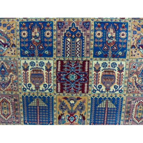 1587 - A fine woven duck egg blue ground rug with Persian panel design