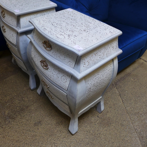 1680 - A silver four drawer bedside chest