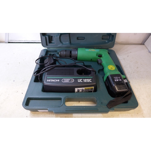 2035 - Hitachi UC12SC cordless drill with battery and charger in case