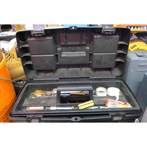 2043 - Qty. of hand tools in tool box: screwdrivers, pliers, drill bit set and more