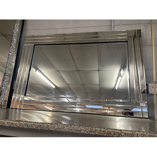 1514 - A triple bevelled glass mirror, H 120cms (PU918-GY32)   #