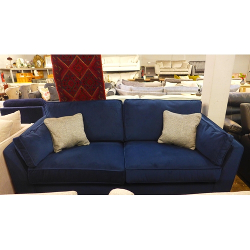 1474 - A Barker and Stonehouse Vincent midnight blue velvet three seater sofa RRP £1439