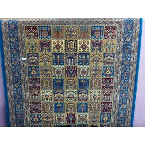 1587 - A fine woven duck egg blue ground rug with Persian panel design