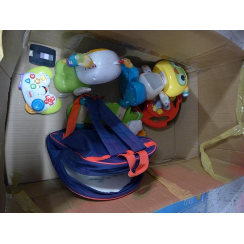 2107 - Box of toys and ride on giraffe