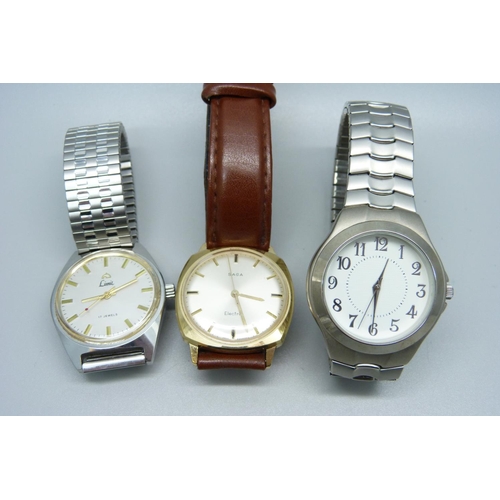 1072 - Three wristwatches including Saga Electric and Limit