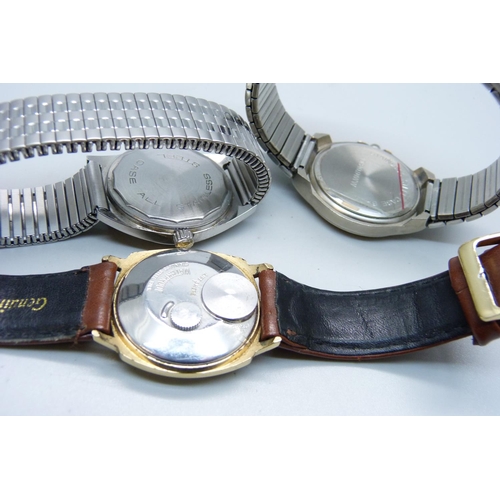 1072 - Three wristwatches including Saga Electric and Limit