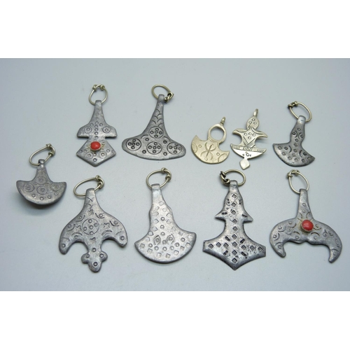 1074 - A collection of ten medieval style pendants