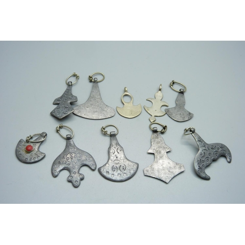 1074 - A collection of ten medieval style pendants