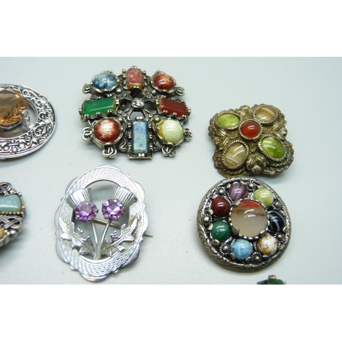 1135 - A collection of Scottish style brooches