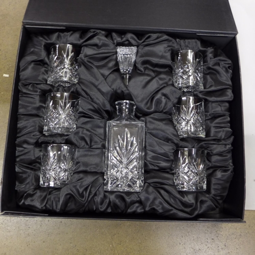 1193 - A cased set of six Argyle crystal wine glasses and a wishing set with decanter **PLEASE NOTE THIS LO... 