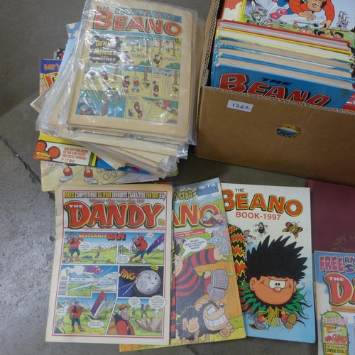 1262 - A box of Beano and Dandy annuals and comics **PLEASE NOTE THIS LOT IS NOT ELIGIBLE FOR POSTING AND P... 