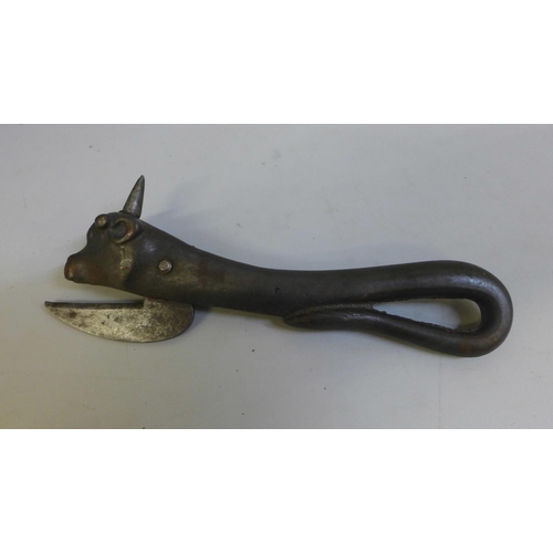 631 - A vintage novelty bull can opener