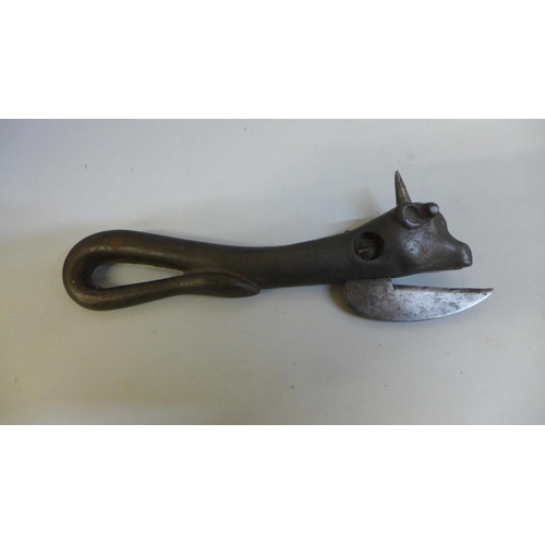 631 - A vintage novelty bull can opener