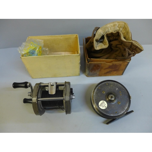 634 - Two fishing reels, Gildex and Hardy The 'Uniqua' both in original boxes