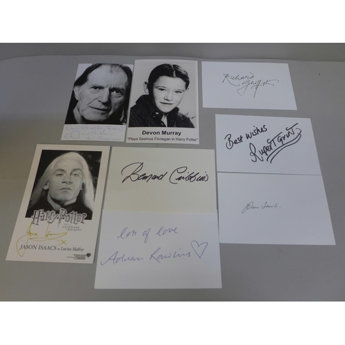 638 - Harry Potter autograph selection including Rupert Grint, Jason Isaacs, David Bradley, Devon Murray, ... 