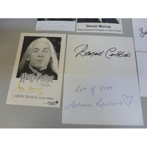 638 - Harry Potter autograph selection including Rupert Grint, Jason Isaacs, David Bradley, Devon Murray, ... 