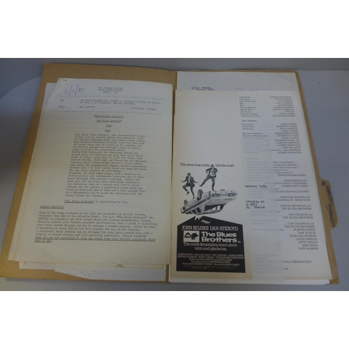 640 - A The Blues Brothers campaign book including correspondence, flyers, lobby cards from 1980, etc.