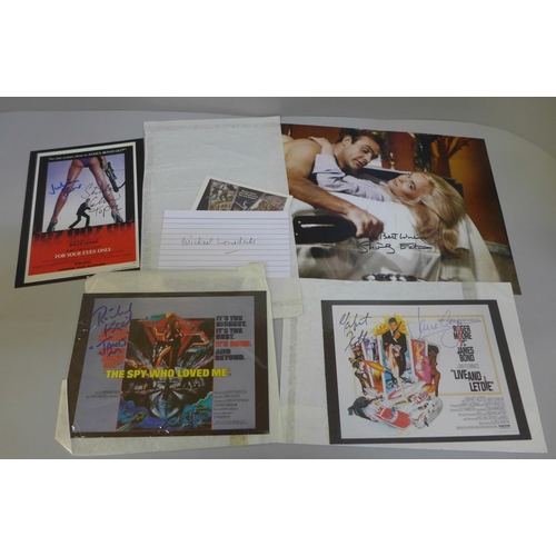 641 - James Bond signed selection:- Shirley Eaton autograph from Goldfinger, Yaphet Kotto, Jane Seymore (L... 