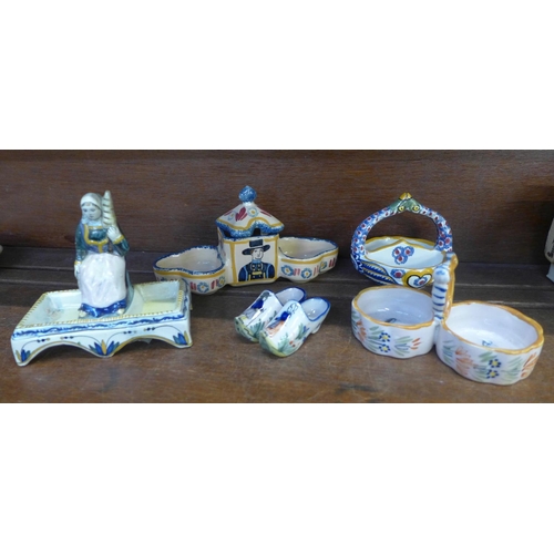 652 - Quimper china including trinket dishes, one a/f