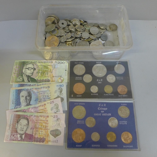 658 - British and foreign coins and bank notes