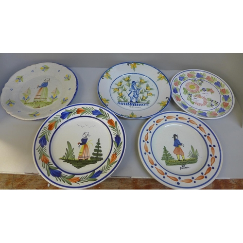 680 - A collection of Quimper plates and two others