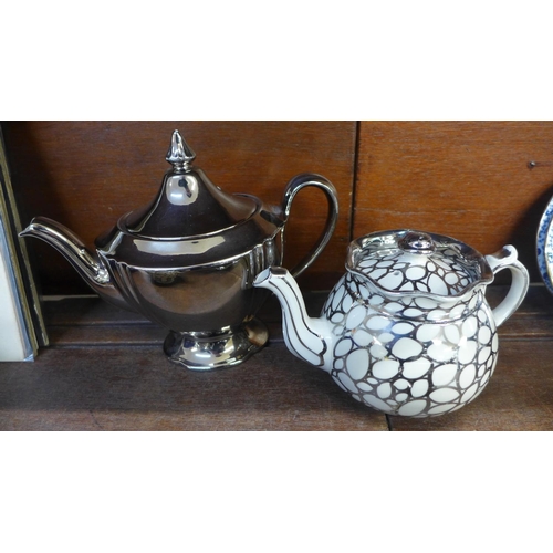 688 - Four silvertone teapots, including Royal Winton