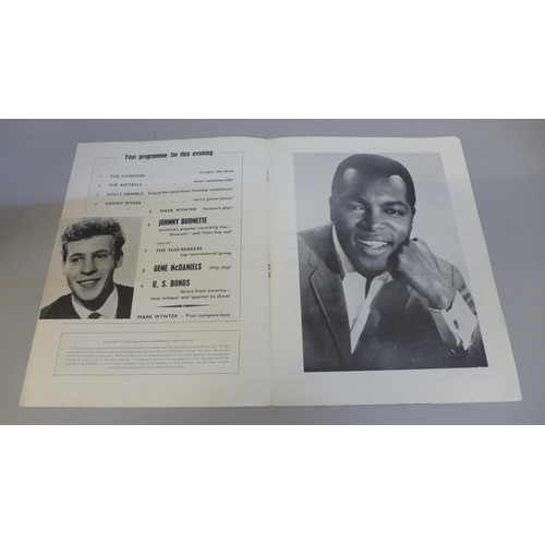 704 - Rock and roll signed pages by Johnny Burnette, Clyde McPhatter, with programme and ticket for the sh... 