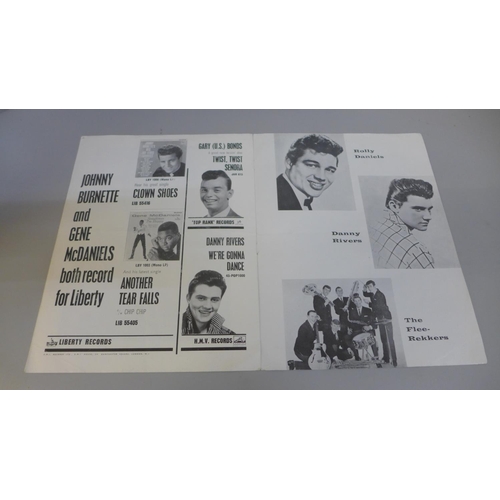 704 - Rock and roll signed pages by Johnny Burnette, Clyde McPhatter, with programme and ticket for the sh... 