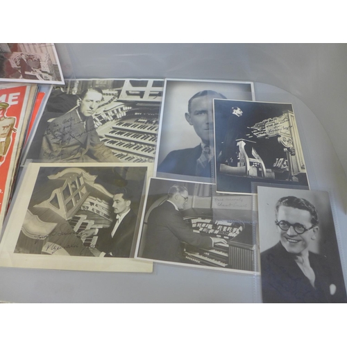 709 - A collection of autographed theatre organist photographs, including Reginal Dixon, together with ass... 