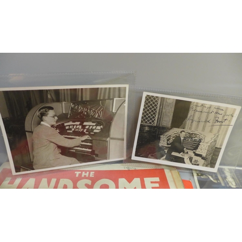 709 - A collection of autographed theatre organist photographs, including Reginal Dixon, together with ass... 