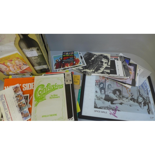 713 - Entertainment:- box of assorted music and theatre ephemera including Diana Ross tour programme, Spic... 