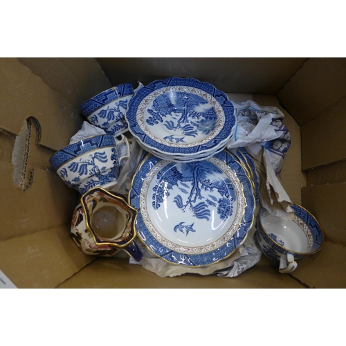 748 - Masons china and Booths Real Old Willow blue and white pattern china