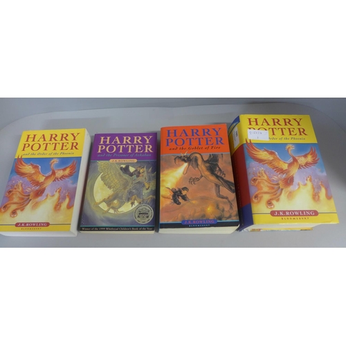 780 - Four Harry Potter novels, one first edition