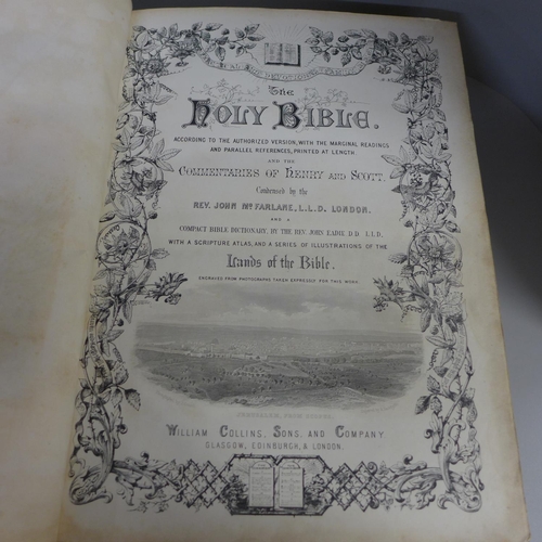 783 - A large family Bible and several miniature Bibles