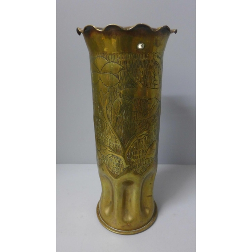 803 - A WWI trench art vase