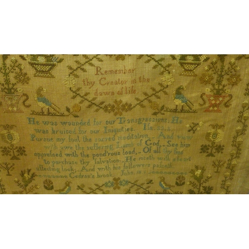 809 - A George IV Biblical sampler by Rachel Empsall, 1821