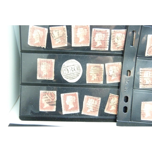 837 - Ten stock sheets with Victorian stamps, mainly Penny Reds