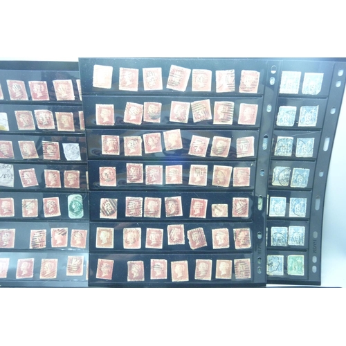 840 - Ten stock sheets with Victorian stamps, mainly Penny Reds and French