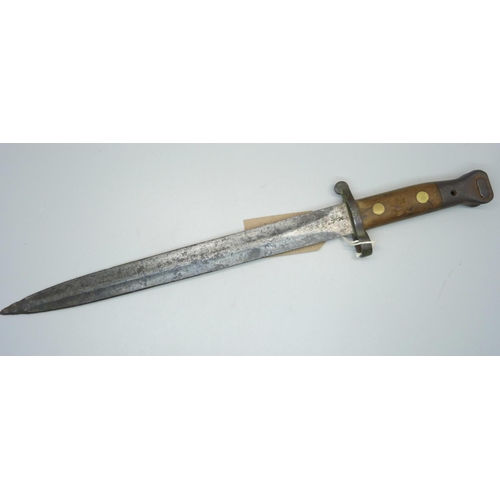 844 - An 1888 type Lee Metford rifle bayonet, no scabbard