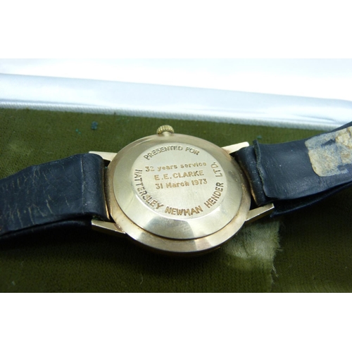 853 - A 9ct gold cased Astral wristwatch, the case back with inscription dated 1973