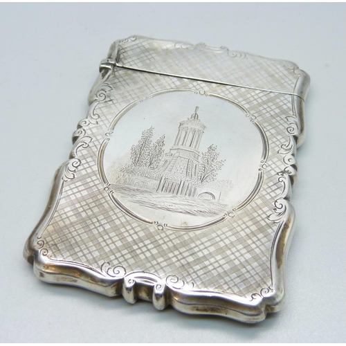 878 - A Victorian silver card case, Birmingham 1845, 7cm x 10cm