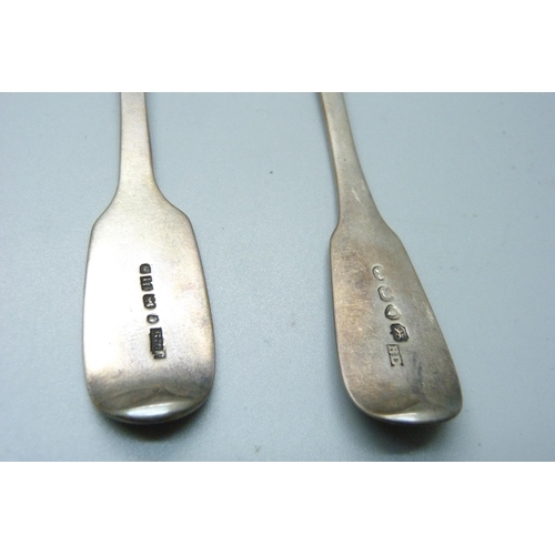 882 - Six 19th Century silver spoons, 357g