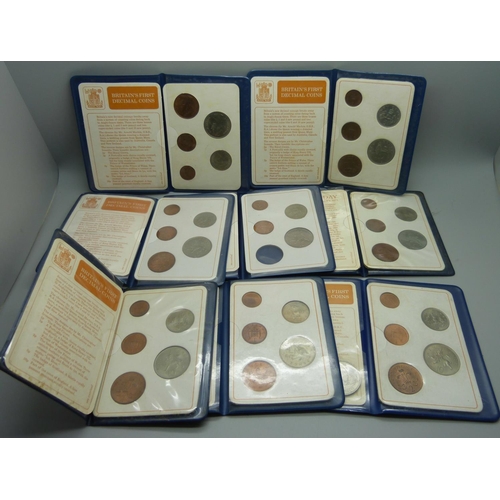 896 - Eight Britains first decimal coins packs