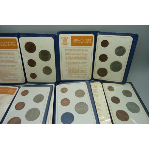 896 - Eight Britains first decimal coins packs