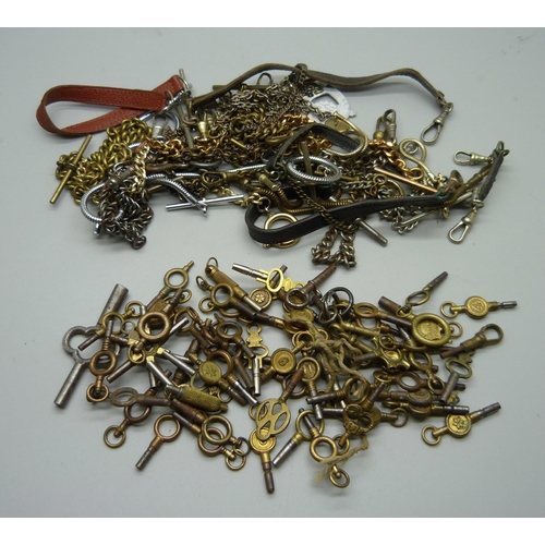 903 - A collection of watch keys and Albert chains