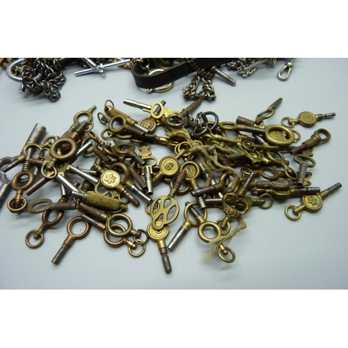 903 - A collection of watch keys and Albert chains